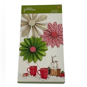 New PEBBLES Red White Green Gold Holiday Decor Paper Wall Fans